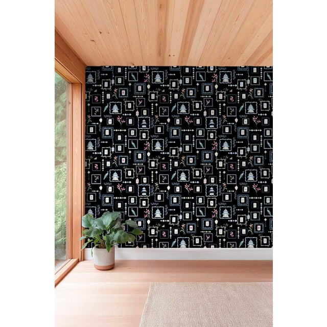 Mahjong Tile Grasscloth Wallpaper by House Party | Blank Black | 6 Yards For Sale - Image 4 of 9