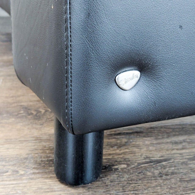 Stressless Arion Black Leather Loveseat With Adjustable Headrests For Sale - Image 10 of 10