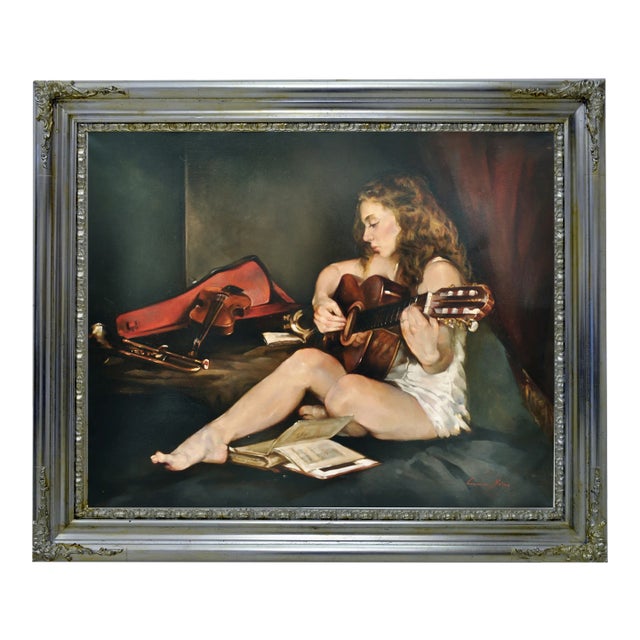 Guitar - Francesca Strino - Oil on Canvas - Italy For Sale
