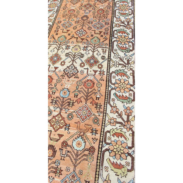 Antique Persian Bakhtiari Runner With Lattice Design in Peach and Ivory Tones 3'7 X 11'2 For Sale - Image 15 of 16