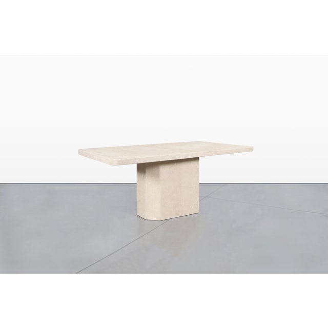 Mid-Century Modern Vintage Italian Modern Botticino Marble Dining Table, 1970s For Sale - Image 3 of 12