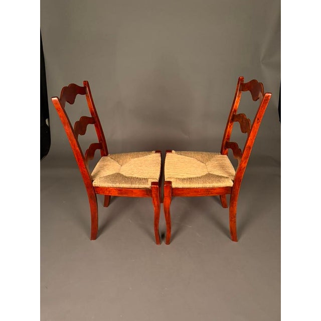 Late 20th Century Country French Style Cabriole Leg Ladder Back Side Chairs, Pair For Sale - Image 4 of 10