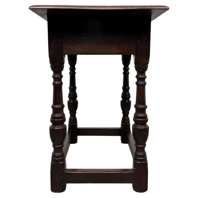 2000 - 2009 Antique English Carved Oak Side Table For Sale - Image 5 of 12