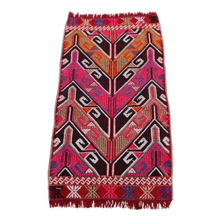 1970s Anatolian Hand-Knotted Chevron Pattern Kilim For Sale