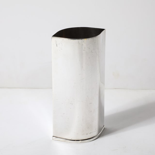 Mid-Century Modernist Silver Plate Ovoid Form Botanical Vase Signed St. James For Sale In New York - Image 6 of 11