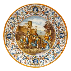 Large Circular Plate by Gaetano Battaglia, Naples, Italy, 1800s