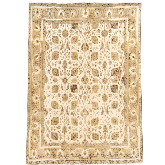 Early 20th Century Vintage Persian Tabriz Wool Rug For Sale - Image 10 of 10
