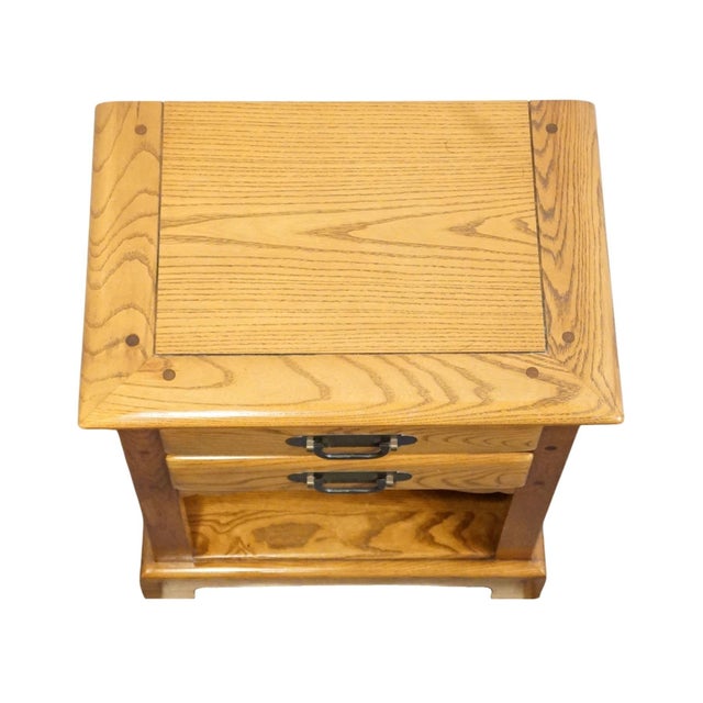 Link Taylor Countryside Collection Solid Oak Early American Rustic 21" Open Cabinet Nightstand 6613 For Sale - Image 10 of 14