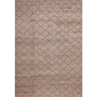 Nazmiyal Collection Modern Earthy Brown and Grey Color Tribal Geometric Diamond Trellis Pattern Area Rug For Sale