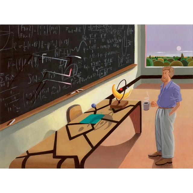 Nico Pearleyes, Surreal Classroom Scene, 2021, Acrylic Painting on Paper For Sale