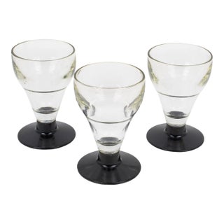 Hand-Blown Glass and Bakelite Absinthe Glasses, 3 pieces, France 1910s For Sale