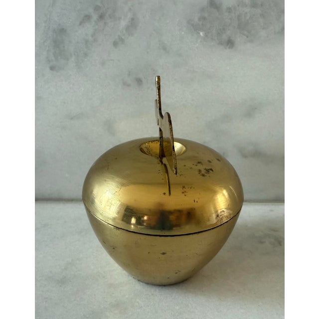 Mid 20th Century Vintage Mid Century Brass Apple Lidded Trinket Dish For Sale - Image 5 of 8