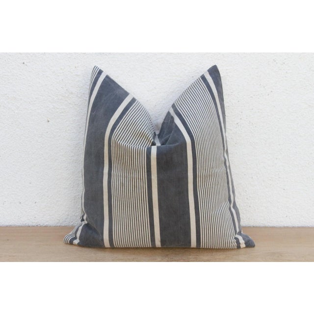 Farmhouse Charcoal & White European Grain Sack Pillow For Sale - Image 3 of 9