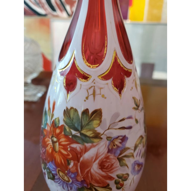 Pair of Antique Bohemian Glass Moser Vases Ruby Overlay For Sale In Boston - Image 6 of 11