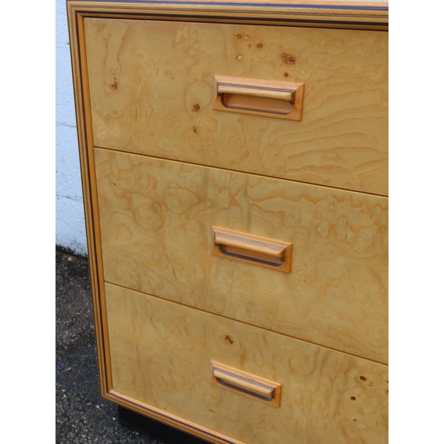 Henredon Scene Two Mid Century Modern Burlwood Inlay Dresser 6345 For Sale - Image 9 of 18
