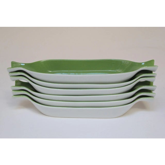 1960s Set of Six Vintage Green FöRM Corn on the Cob Dishes by Shenango China For Sale - Image 5 of 9