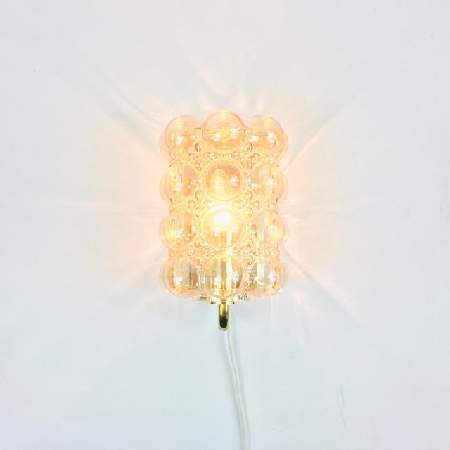 Mid-Century Amber Bubble Glass Wall Sconces by Helena Tynell for Limburg, Germany, 1960s, Set of 4 For Sale - Image 4 of 11