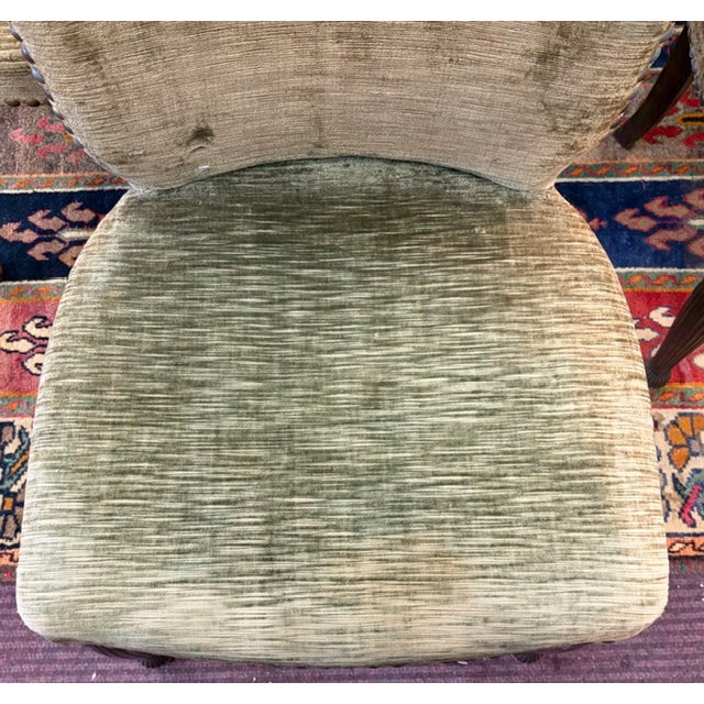 Olive Mid Century Upholstered Dining Chairs With Nail Heads For Sale - Image 8 of 11