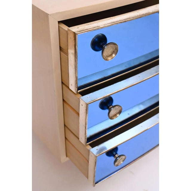 Curved Dresser with Blonde Wood and Blue Crystal Glass by Gio Ponti, 1990 For Sale - Image 9 of 13