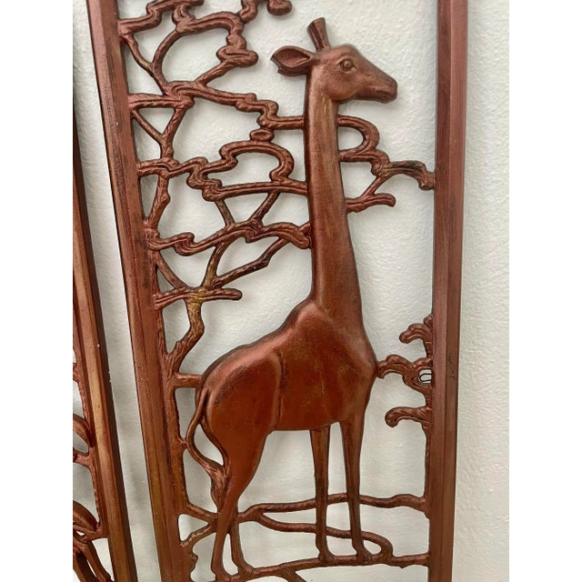 Mid-Century Modern Metal Giraffe and Antelope Wall Art Sculpture Pair For Sale - Image 4 of 8
