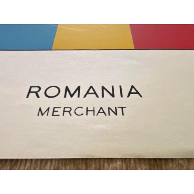 Original WPA Commissioned lithograph of the Romanian "Merchant" flag. Colors are as vivid as the day this piece was...