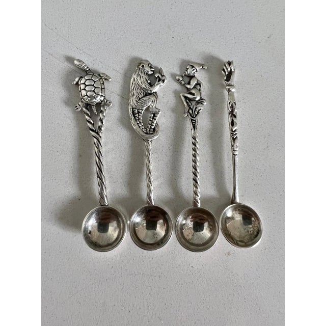Four Sterling Silver Sugar or Salt Spoons For Sale - Image 9 of 10