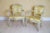 19th C. Louis XVI Style Silk Upholstered Painted Fauteuils - Set of 2 For Sale - Image 14 of 15