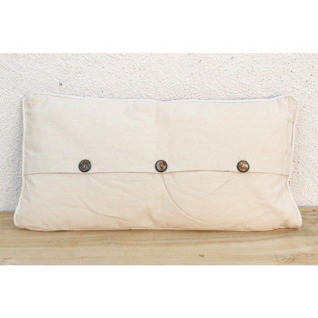 1980s Rahi Striped Gujarati Mashru Lumbar Pillow For Sale - Image 5 of 6