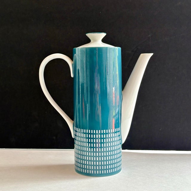Teal 1960s Harmony House 4777 Blue Mid-Century Modern Coffee Pot, Made in Japan For Sale - Image 8 of 10