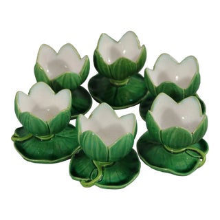 Late 19th Century Minton Majolica Lily Egg Cups- Set of 6 For Sale