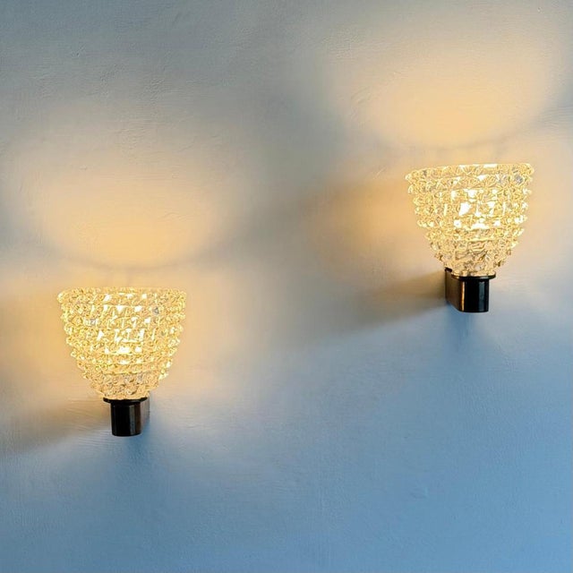 Rostrato Glass Wall Sconces by Ercole Barovier for Barovier & Toso, 1940s, Set of 2 For Sale - Image 4 of 17