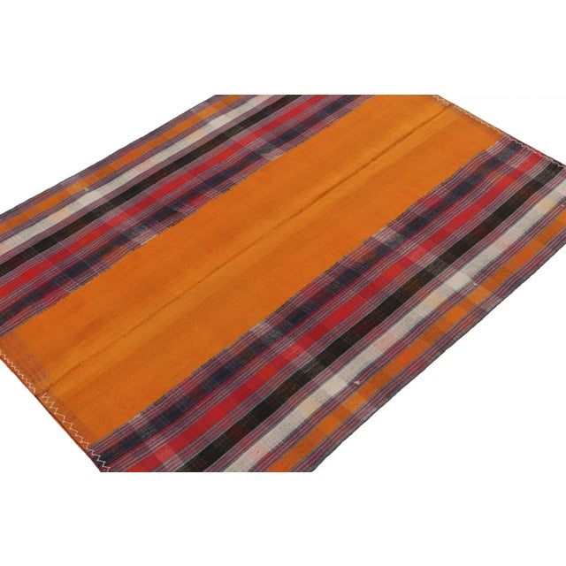 Rug & Kilim 1950s Vintage Persian Kilim in Orange & Multicolor Stripes, Panel Style by Rug & Kilim For Sale - Image 4 of 8