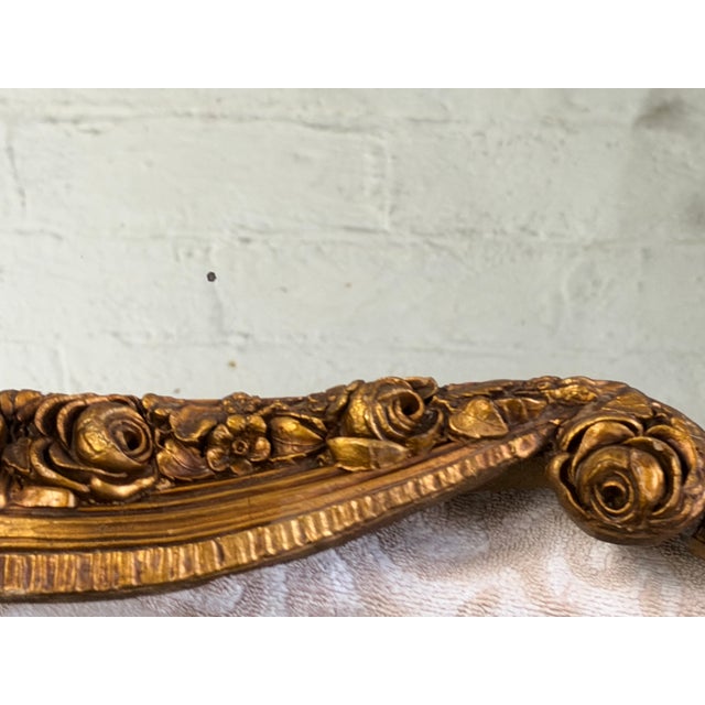 Mid-20th Century Mid-Century French Rococo Style Gilt Wall Mirror With Romantic Courting Couple Porcelain Plaque For Sale - Image 9 of 14