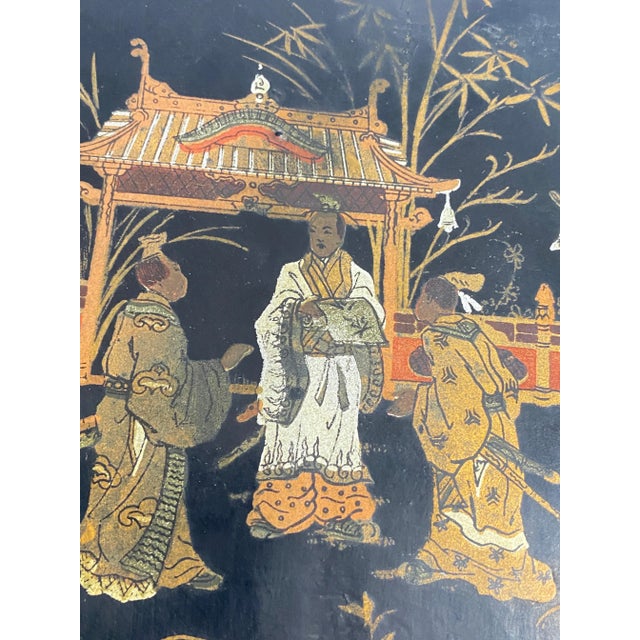 Wood 19th Century Black Lacquered Wall Vide Poche, Japan For Sale - Image 7 of 10