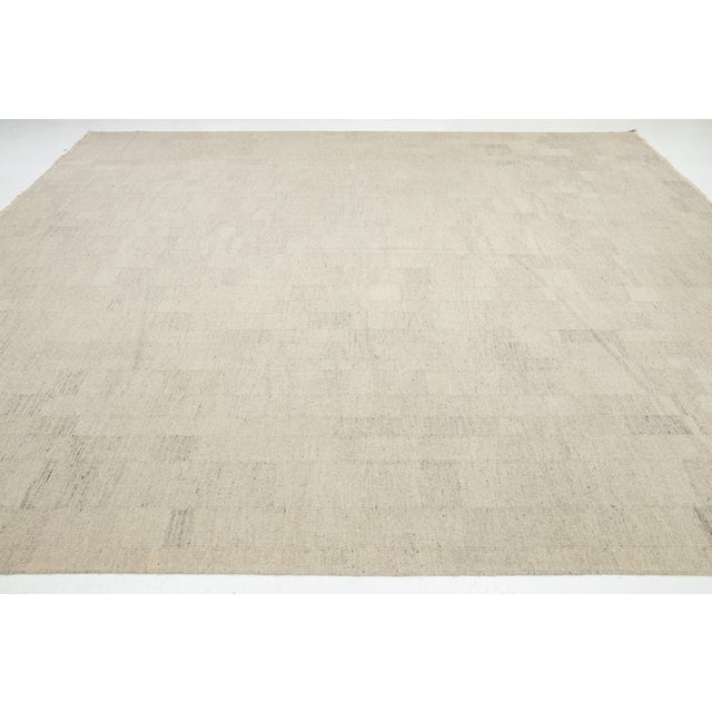 2020s Modern Designed Kilim Flatweave Natural Wool Rug For Sale - Image 5 of 10