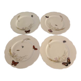 Antique Haviland Limoges Meadow Visitors Dessert or Salad Plates, Set of 4 For Sale