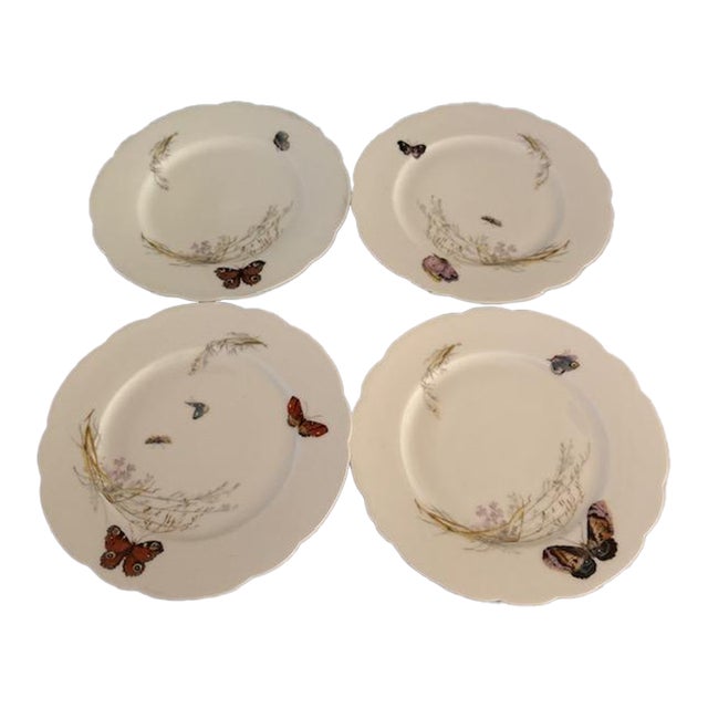 Antique Haviland Limoges Meadow Visitors Dessert or Salad Plates, Set of 4 For Sale