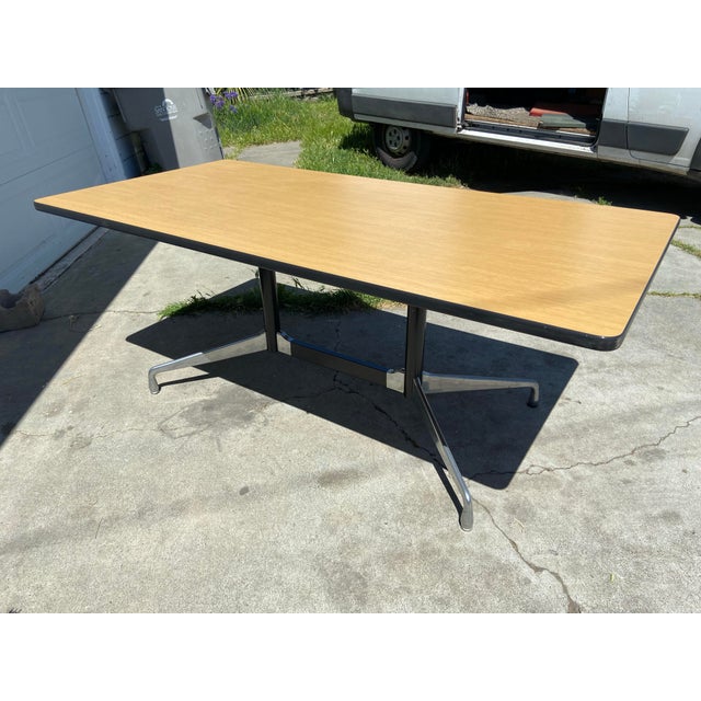 Camel Vintage Mid Century Modern Herman Miller Eames Conference Table For Sale - Image 8 of 12