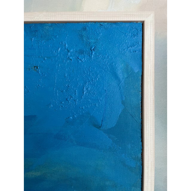 "Far-Flung" Blue and Black Textured Original Painting For Sale - Image 4 of 9