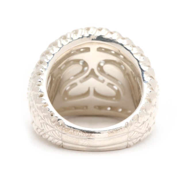 Modern Slane White Sapphire Basketweave Dome Ring, Sterling Silver, Ring Size 7 For Sale - Image 3 of 7
