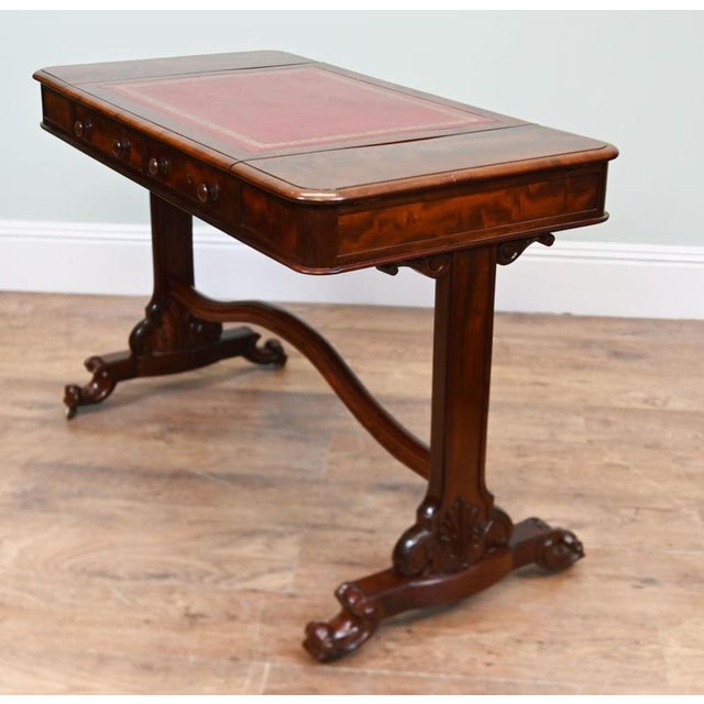 Gold Victorian Writing Table Mahogany Desk, 1880 For Sale - Image 8 of 12