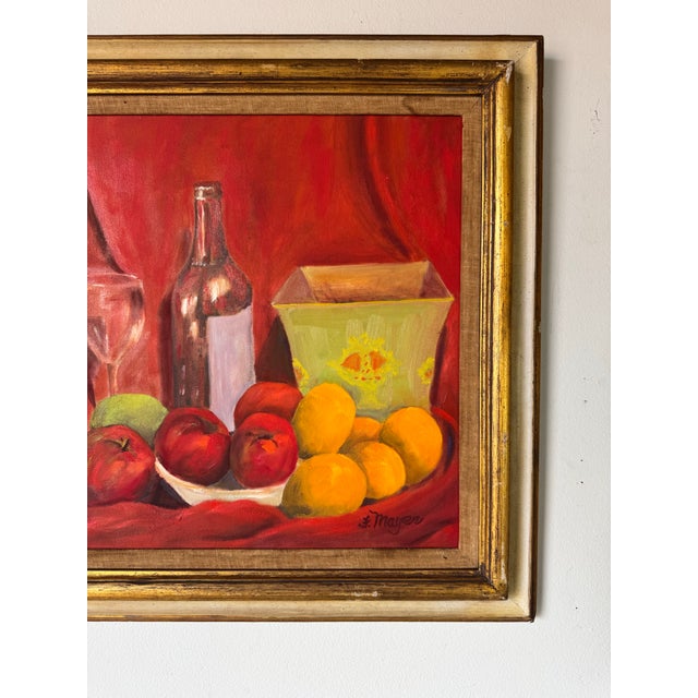 1980s Vintage Still Life Oil on Canvas Painting by Fran Mayer For Sale - Image 10 of 12