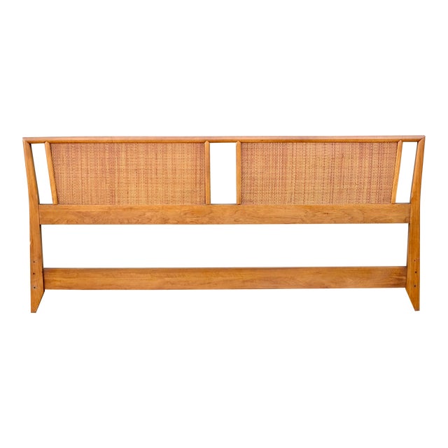 Walnut & Cane King Headboard by Century Furniture Chairish