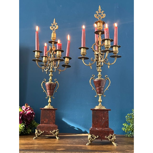 Antique Pair of French Candelabra For Sale - Image 4 of 18