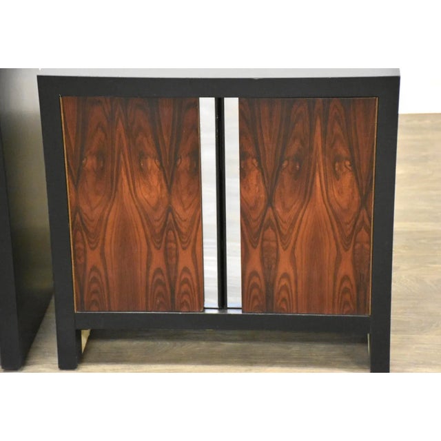Brown 1970s Rosewood and Chrome Nightstands - a Pair For Sale - Image 8 of 9