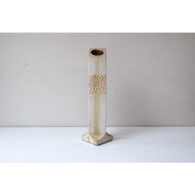 Square Tubular Vase in Glazed Stoneware by Roger Capron, in Exhibition Piece conditions. Designed 1970 to 1979 Imprinted...