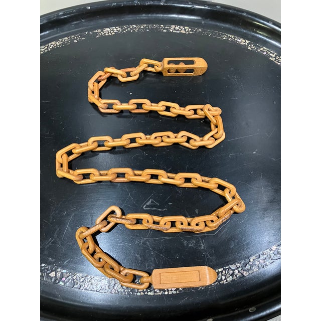 Brown Mid-Century Hand-Carved Wooden Chain-Link Game For Sale - Image 8 of 10