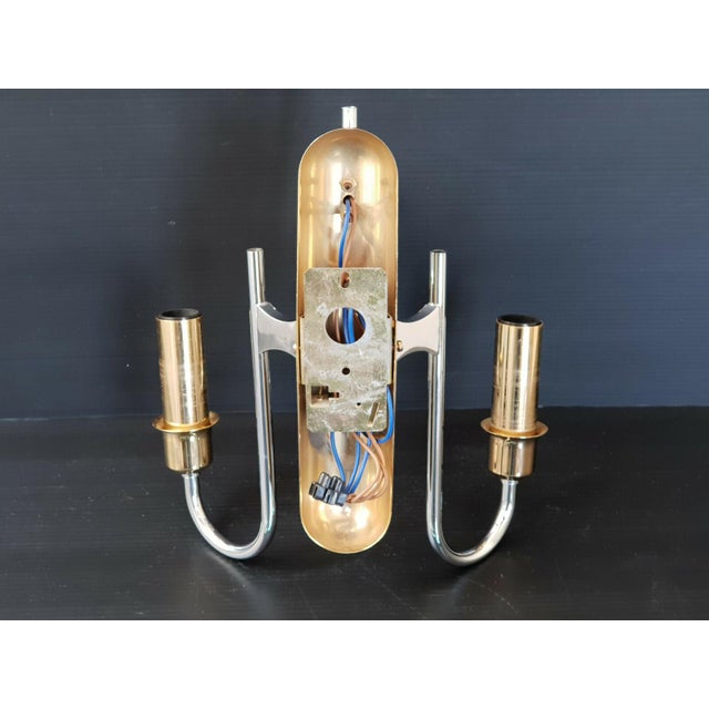 Vintage Wall Light in Brass, Chrome and Glass by Maison Sciolari, 1970s For Sale - Image 6 of 8