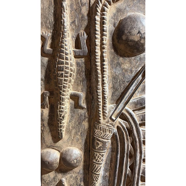 Vintage Dogon Granary Door With Chiwaras /Crocodiles Mali African 49.5" H For Sale In New York - Image 6 of 11
