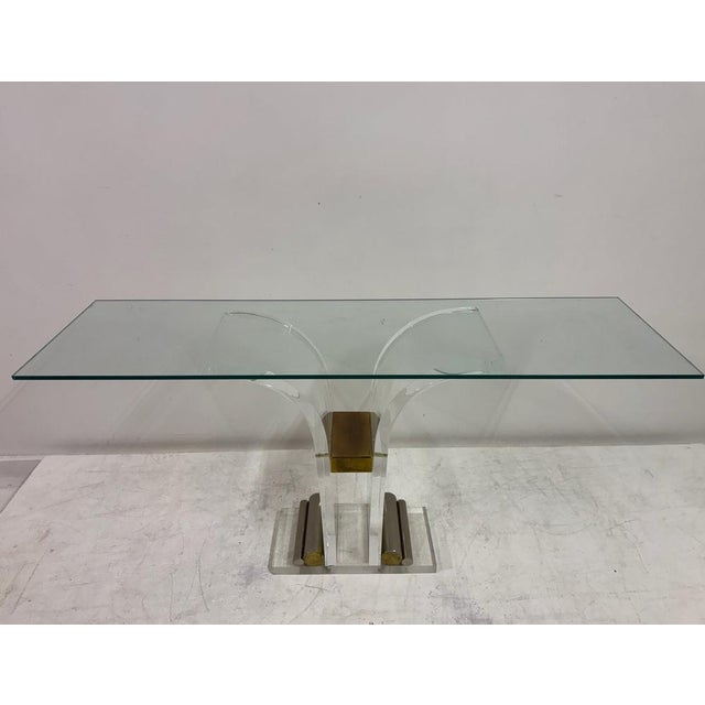 Acrylic and Metal Console Tables, 1970s, Set of 2 For Sale - Image 6 of 14